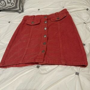 SO Redish Corduroy Mini Skirt with Buttons (size 1/25)